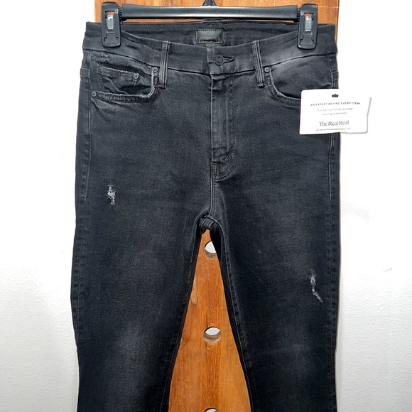 MOTHER High Waisted Looker Skinny Jeans in Wait Until Dark Washed Black - Picture 3 of 10